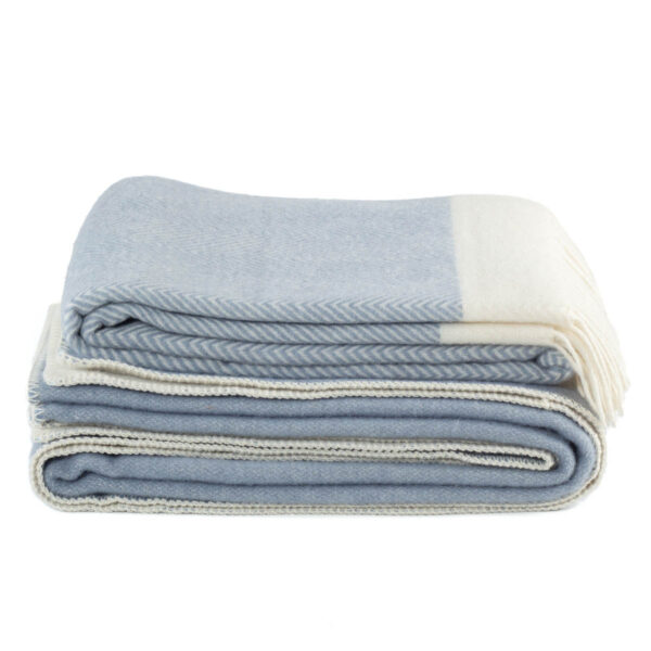 Set van pure wollen deken en plaid in blauw van MoST