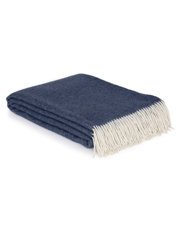 Merino-Kasjmier plaid MILANO donkerblauw - Afbeelding 3