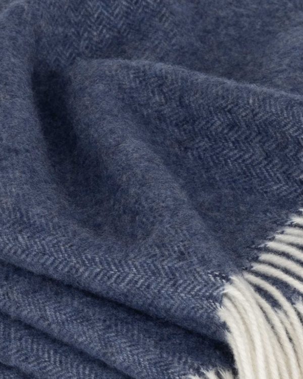 Merino-Kasjmier plaid MILANO donkerblauw - Afbeelding 2