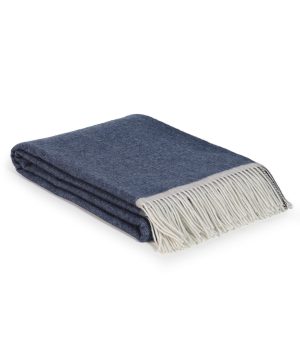 Merino-Kasjmier plaid MILANO donkerblauw