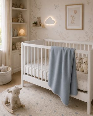 Premium, ademend ledikant dekentje van Nieuw-Zeelandse wol BLUE FOG