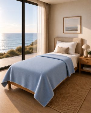 Zijdezachte, luxe Merino-kasjmier deken LUMA SOFT - lichtblauw
